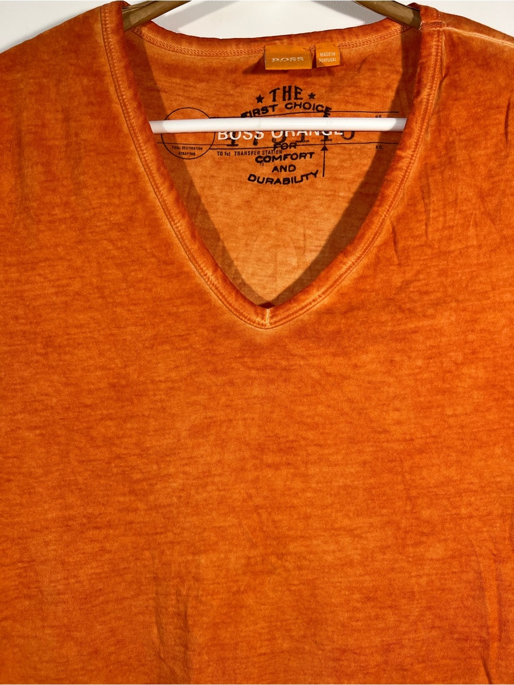 Hugo Boss Orange Toulouse V-Neck Tee Mottled Orange Wash Mens Size Medium - Picture 5 of 14